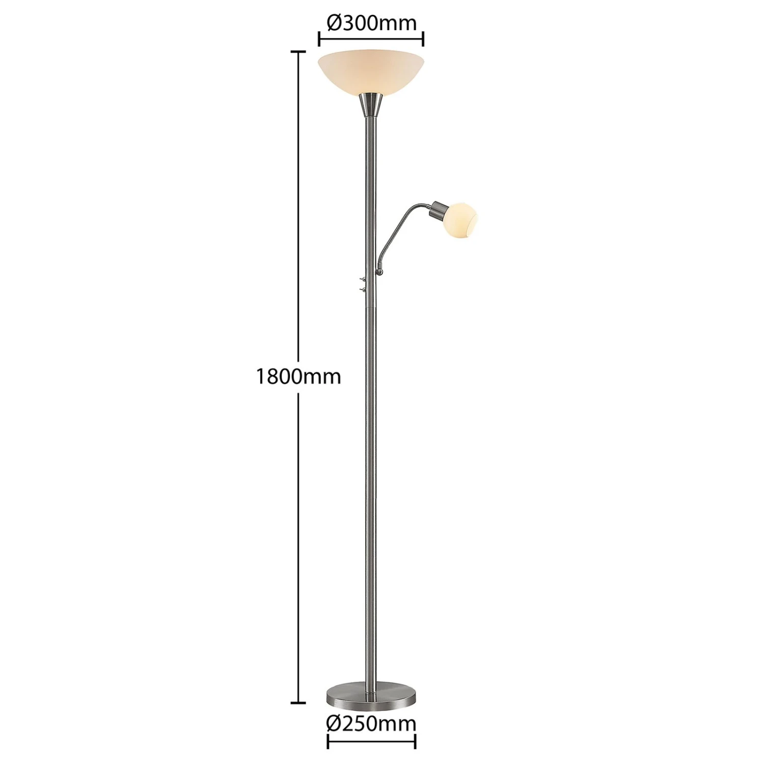 ELC Lampe Sur Pied Navisa Avec Liseuse, Nickel Mat 6 ELC Lampe Sur Pied Navisa Avec Liseuse, Nickel Mat – Image 4