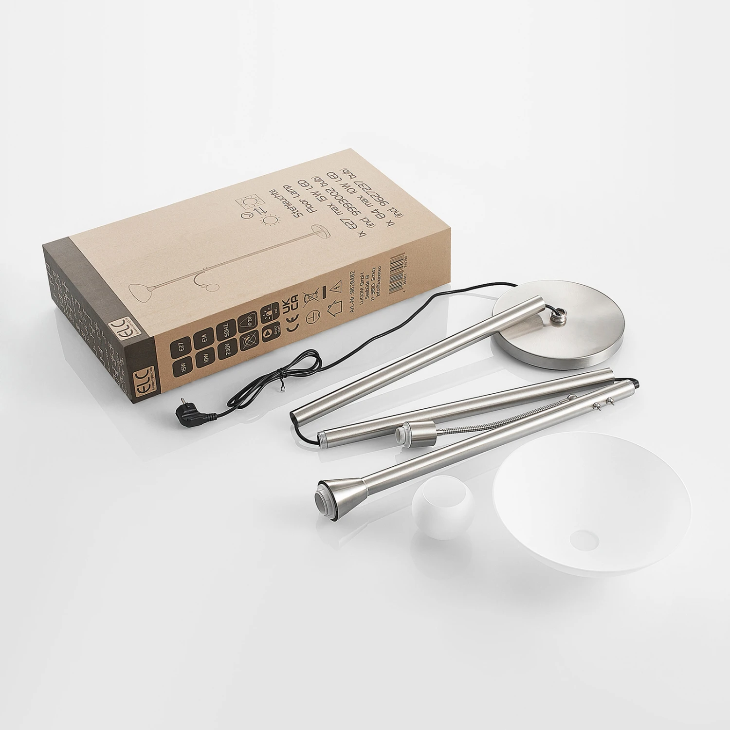 ELC Lampe Sur Pied Navisa Avec Liseuse, Nickel Mat 11 ELC Lampe Sur Pied Navisa Avec Liseuse, Nickel Mat – Image 9