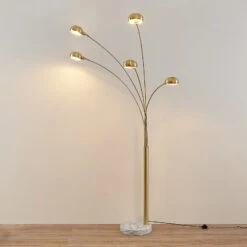 Lindby Sarinio Lampadaire Pied En Marbre, Laiton -Paulmann || Hera Soldes 9945501 2