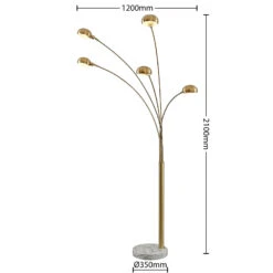 Lindby Sarinio Lampadaire Pied En Marbre, Laiton -Paulmann || Hera Soldes 9945501 4