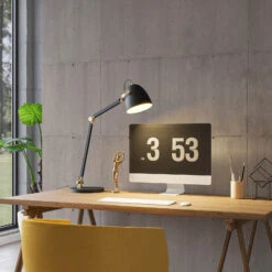 Lucande Nordin Lampe à Poser Noire/dorée Réglable -Paulmann || Hera Soldes 9976140 1