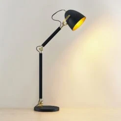 Lucande Nordin Lampe à Poser Noire/dorée Réglable -Paulmann || Hera Soldes 9976140 6